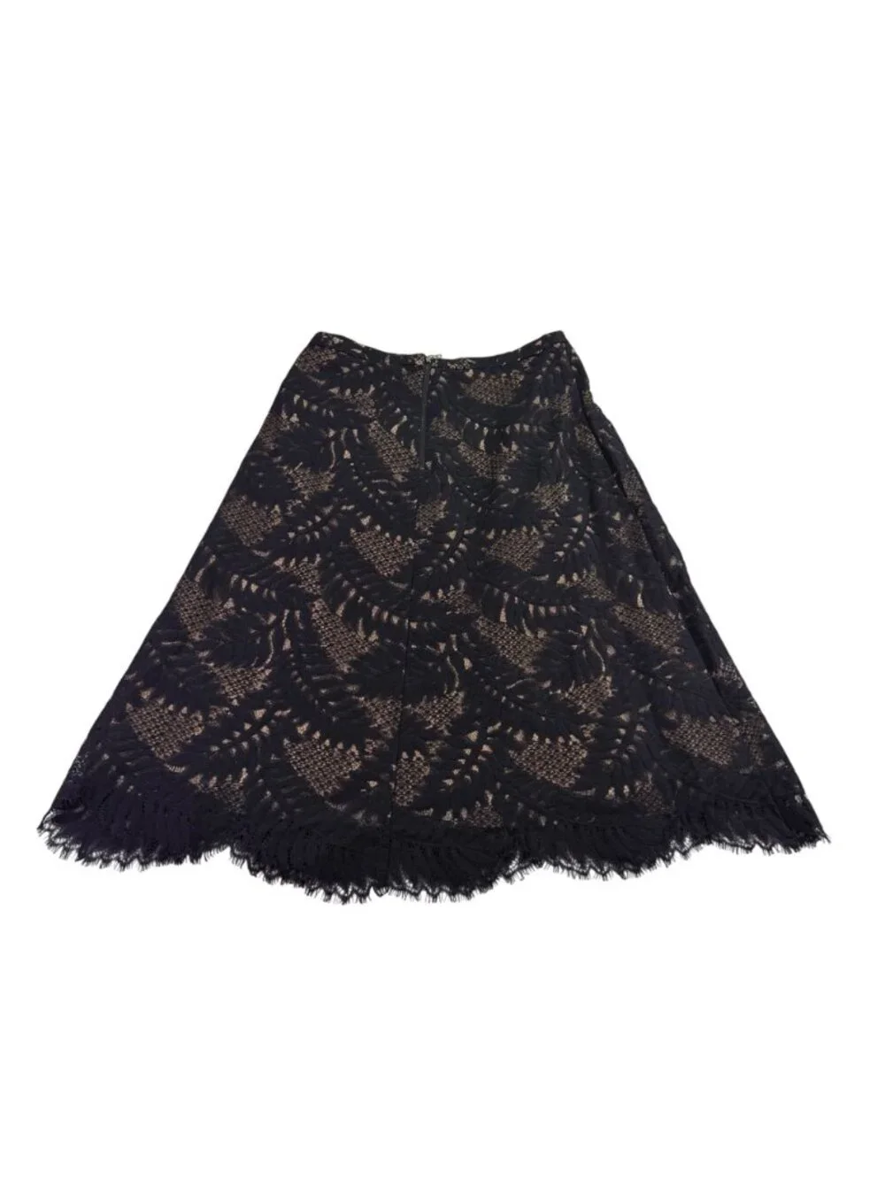 BCBGMaxAzria Womens Beige/Black Lace Crop Top & Maxi Skirt Set  Elegant Size 8